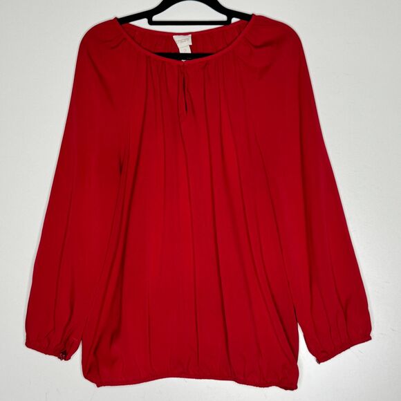 Chico's Red Keyhole Blouse Women's Size Large (Chico's 2) - Picture 1 of 7